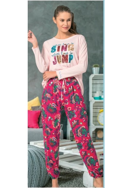 1037 Uzun Kol Bayan Pijama Takımı