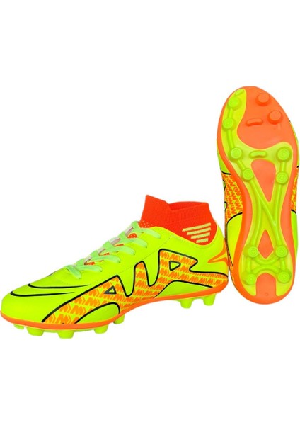 Çoraplı Bilekli Boğazlı Krampon Futbol Ayakkabısı Sarı - Turuncu fırsatları