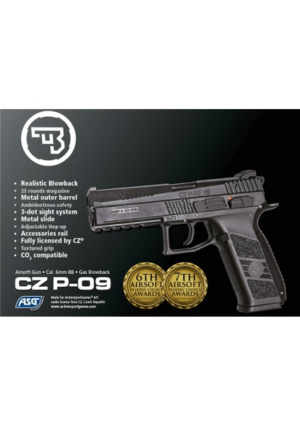 Cz P09 Siyah-Çöl Blowback Airsoft Tabanca