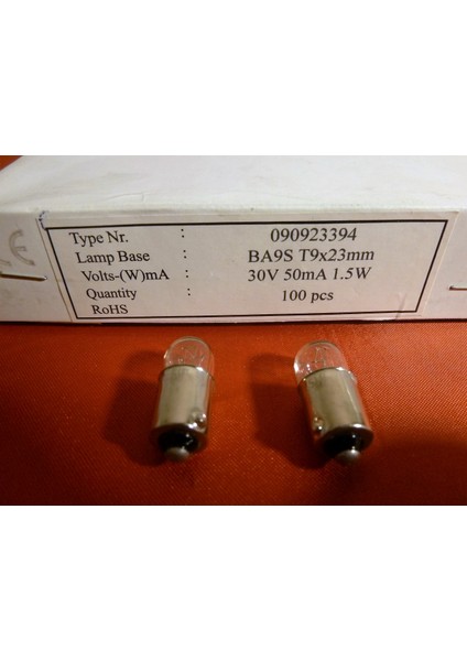 30V 50MA 1,5W 9X23MM BA9S Ampul. 10 Ad.