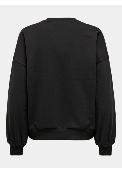 Kadın Bisiklet Yaka Taşlı Sweatshirt - 15310260