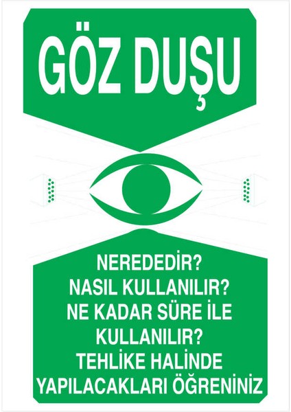 Göz Duşu Nedir Tehlike Halinde Yapılacakları Öğreniniz Yapışkanlı Sticker 25X35 cm