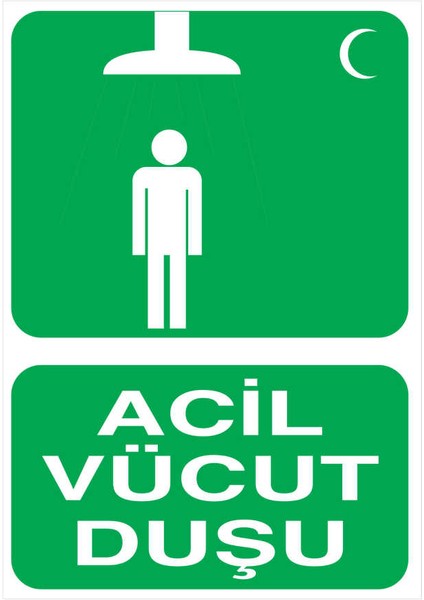 Acil Vücut Duşu İş Güvenliği Yapışkanlı Sticker 25X35 cm