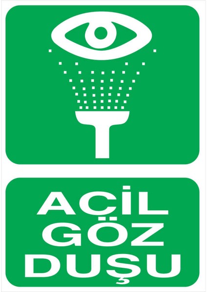Acil Göz Duşu İş Güvenliği Yapışkanlı Sticker 35X50 cm