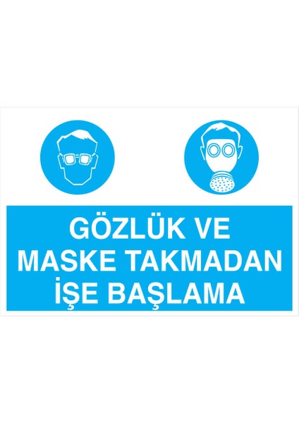 Gözlük ve Maske Takmadan Işe Başlama Yapışkanlı Sticker 50X65 cm