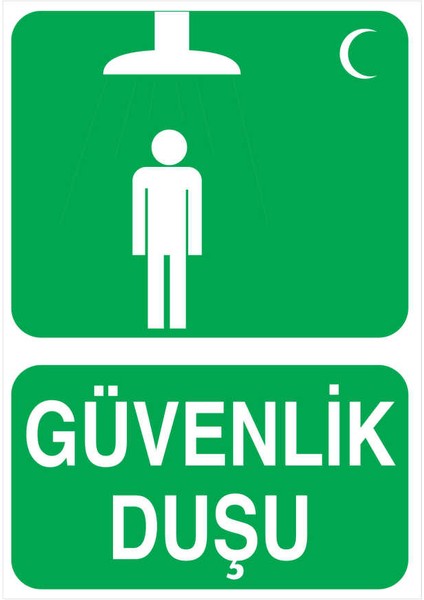 Güvenlik Duşu İş Güvenliği Yapışkanlı Sticker 15X25 cm