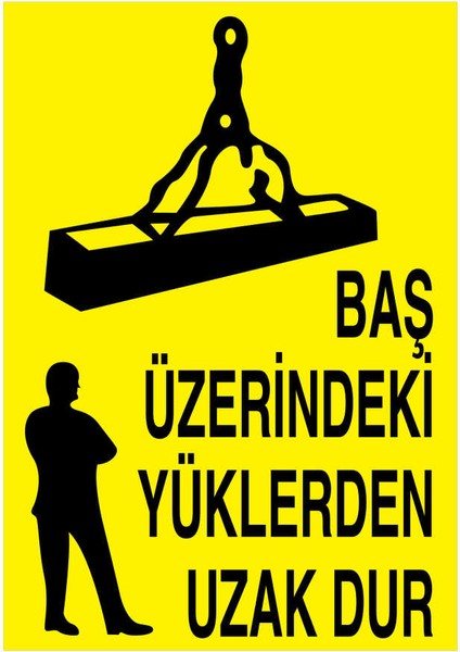 Esinti Reklam Baş Üzerindeki Yüklerden Uzak Dur İş Güvenliği Yapışkanlı Sticker 25X35 cm