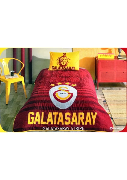 Galatasaray Stripe Tek Kişilik Yatak Örtüsü  160X 230 cm