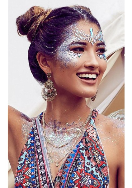 Cleopatra Işıltılı Holografik Festival Yüz Taşı Face Sticker