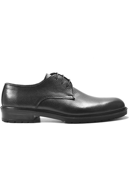 Mn.01 Deri Siyah Kauçuk Taban Erkek Klasik Ayakkabı