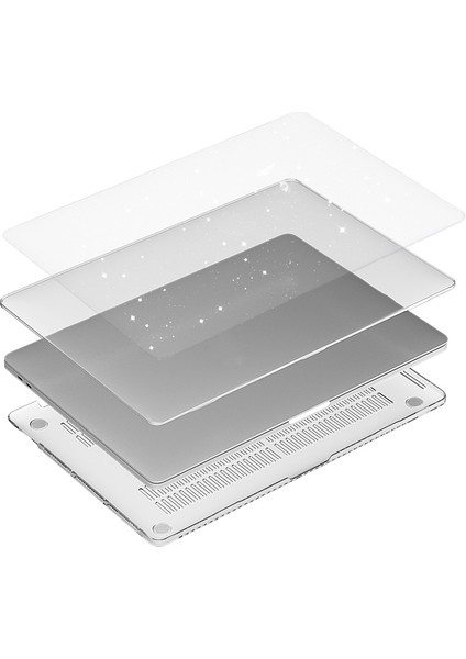 Macbook Pro 13 A1706 A1708 Koruma Kılıfı Parlak Simli Şeffaf Hardcase Kapak