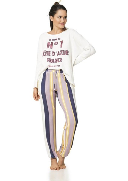 1031 Desenli Penye Kadın Pijama Takımı