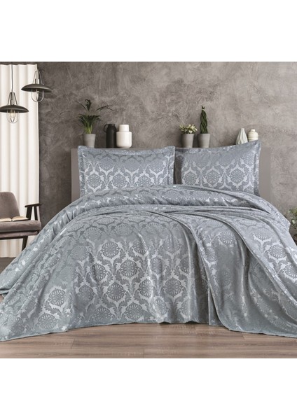 Dante Çift Kişilik Şönil Yatak Örtüsü Seti Maldiv Mavisi