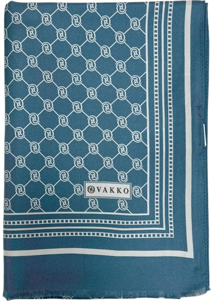 Monogram Tivil Ipek Şal 300088-İNDIGO