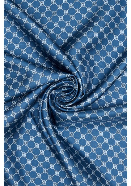 Monogram Tivil Ipek Şal 300088-İNDIGO