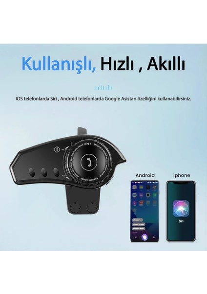 BT35 Motorsiklet Interkom Bluetooth 5.0 Motorsiklet Intercom Tüm Kasklarla Uyumlu Intercom Mikrofonlu Bluetooth Intercom Dinleme Konuşma Su Geçirmez Intercom