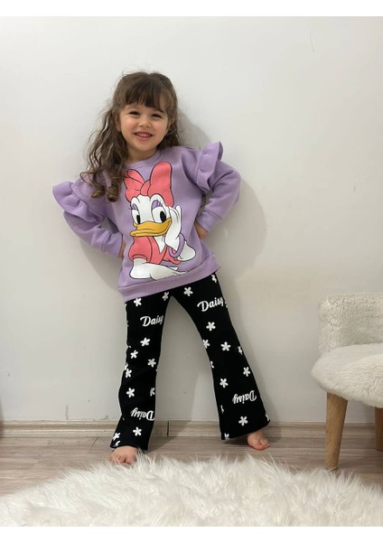 Puantiye Desenli Fitilli Taytlı Ikili Kız Çocuk Takım