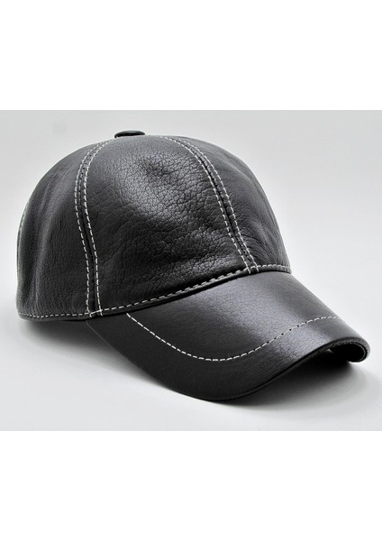 Siyah Deri Beyzbol Cap Erkek Şapka Unisex Model cp228