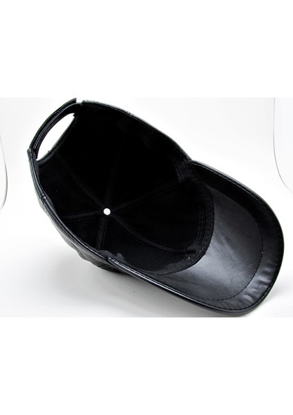 Siyah Deri Beyzbol Cap Erkek Şapka Unisex Model cp228