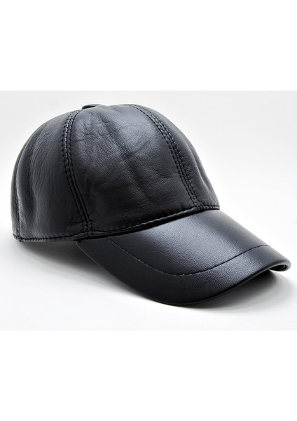 Siyah Deri Beyzbol Cap Erkek Şapka Unisex Model cp228