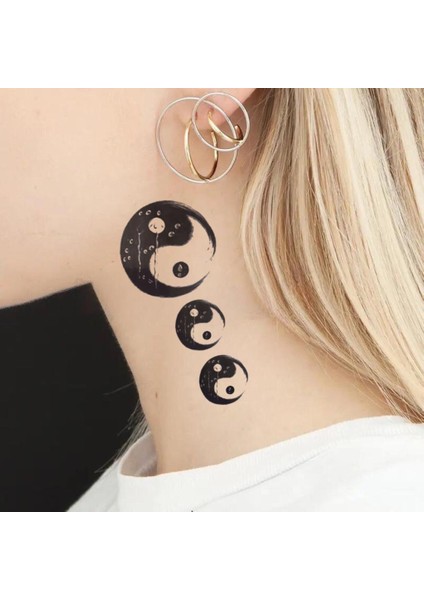 Yinyang Sembolü Kol Bilek Boyun Için Geçici Dövme