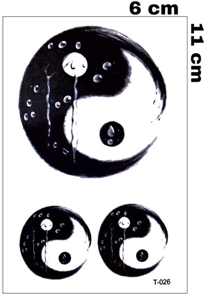 Yinyang Sembolü Kol Bilek Boyun Için Geçici Dövme