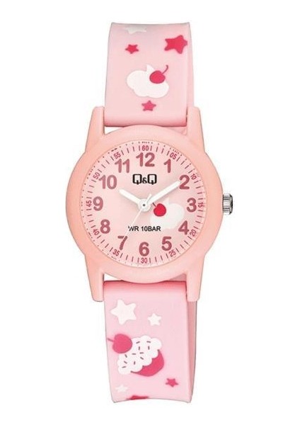 V22A-001VY Pembe Silikon Kordon Rakamlı Çocuk Kol Saati