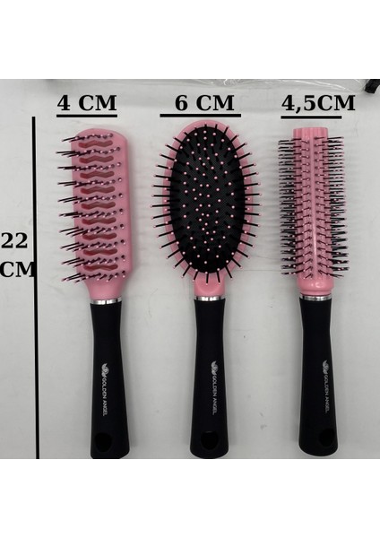 Çantalı Tarak Saç Fırça Seti 3'Lü Fön Tarağı/Oval Tarak/Şekillendirme Tarağı modelleri