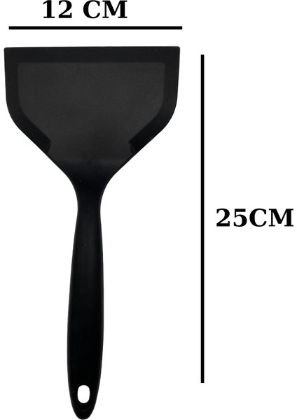 Isıya Dayanıklı Geniş Ağız Spatula 25 cm x 12 cm Siyah Renkli