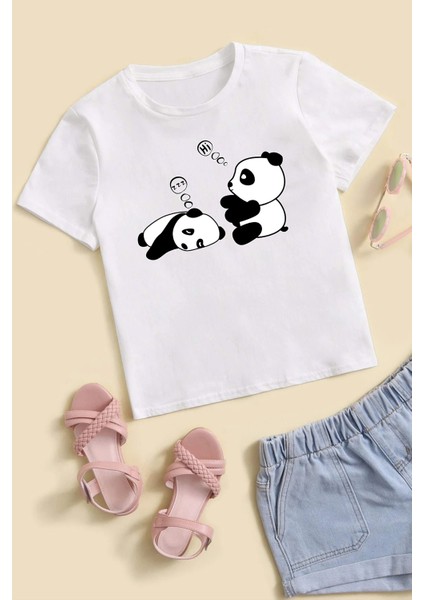 Only Trendwear Çocuk Sleep Panda Baskılı Pamuklu Tshirt