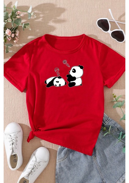 Only Trendwear Çocuk Sleep Panda Baskılı Pamuklu Tshirt