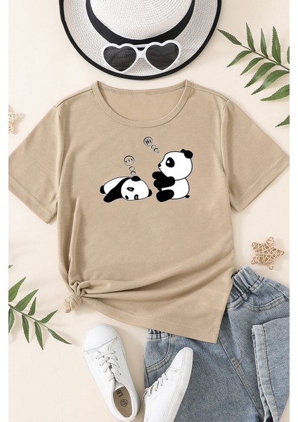 Only Trendwear Çocuk Sleep Panda Baskılı Pamuklu Tshirt