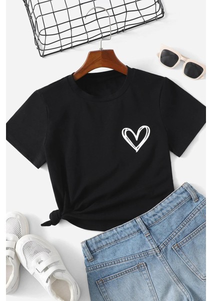 Only Trendwear Çocuk Kalp Baskılı Pamuklu Tshirt