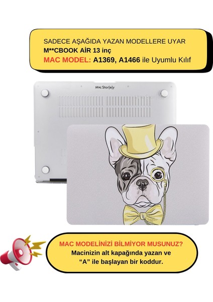 Macbook Air Kılıf 13 inç Dog02NL (Eski USB'li Model 2010-2017) A1369 A1466 ile Uyumlu