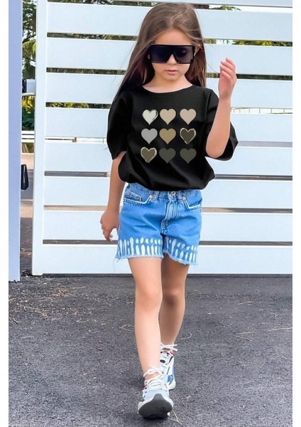 Only Trendwear Çocuk Kalp Baskılı Pamuklu Tshirt