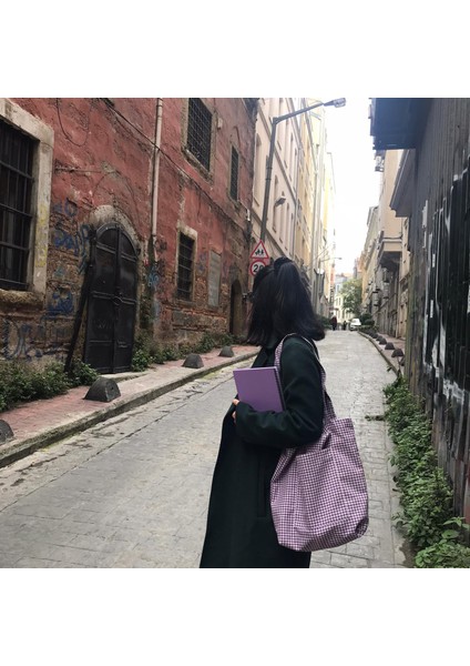 Pötikareli Çevre Dostu Bez Çanta,cepli Keten Kol ve Omuz Çantası,bez Alışveriş Çantası