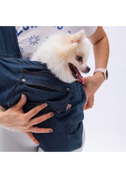 Mavi Denim Crossbody Küçük Irk Köpek Çapraz Taşıma Çantası