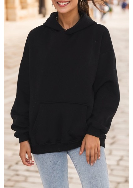 Kapşonlu Sweat Siyah
