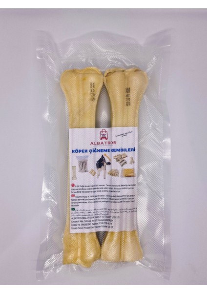 22 cm Büyük Mega Boy Köpek Çiğneme Kemirme Kemiği 2 Adet Vakumlu Özel AMBALAJDA~120-130 gr