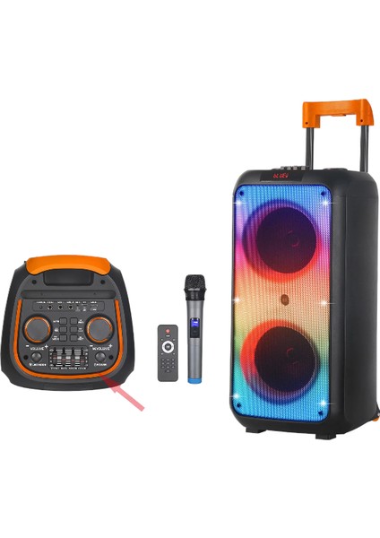 1095 Taşınabilir Bluetooth Parti Hoparlörü 8 Inc*2 Subwoofer Powerfull Bassbost