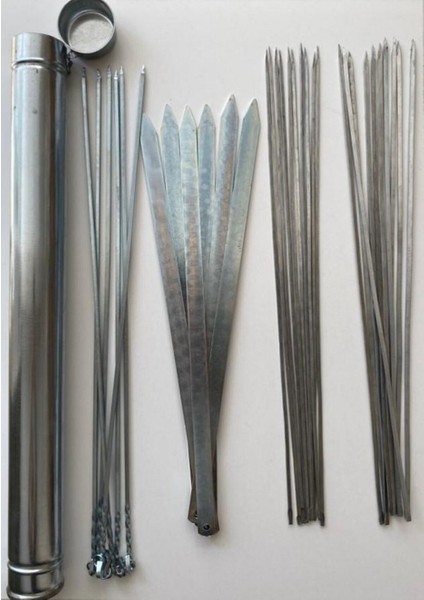 Galvanizli 33 Parça Mangal Şiş Seti + 2 kg Mangal Kömürü