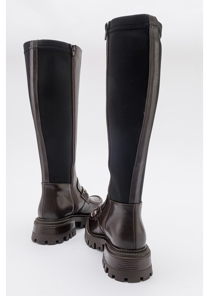 Chapel Kahve Cilt Tokalı Streç Detaylı Kadın Çizme indirimleri