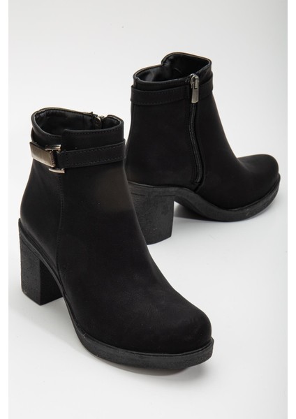 Toka Aksesuarlı Platform Siyah Kadın Topuklu Bot