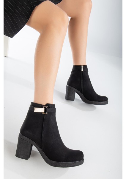 Toka Aksesuarlı Platform Siyah Kadın Topuklu Bot fiyatları