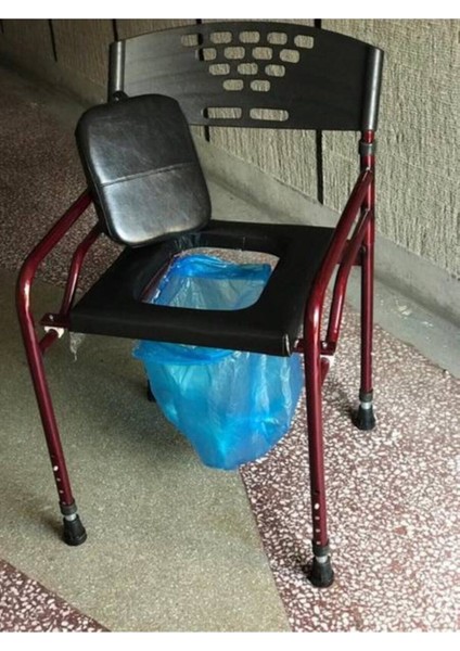 Deri Döşemeli Hasta Tuvaleti Klozeti Sandalyesi Seyyar Tuvalet Kamp Tuvaleti Taşınabilir Tuvalet