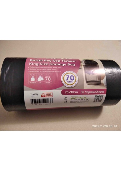 Jumbo Boy Çöp Torbası 75*90-70 Litre 30LU
