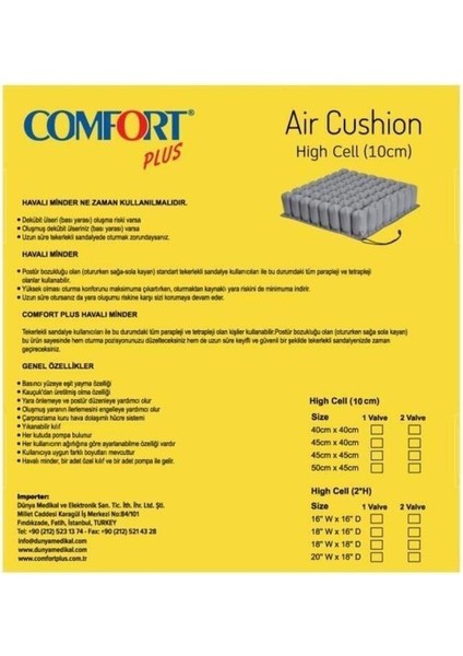 Comfort Plus DM-140 Havalı Oturma Minderi 40X40X10 cm fiyatları