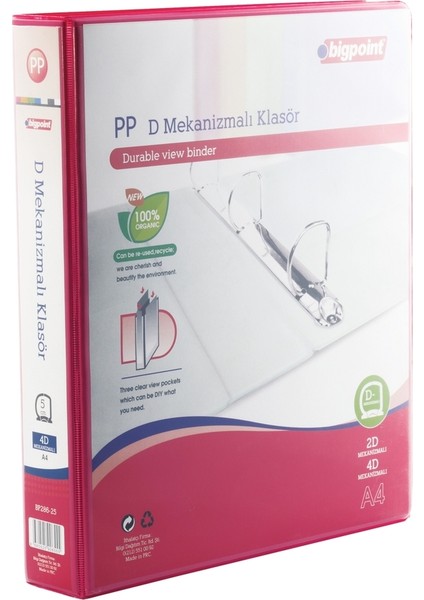 4d Mekanizmalı Klasör 5 cm Açık Kırmızı x 12 Adet