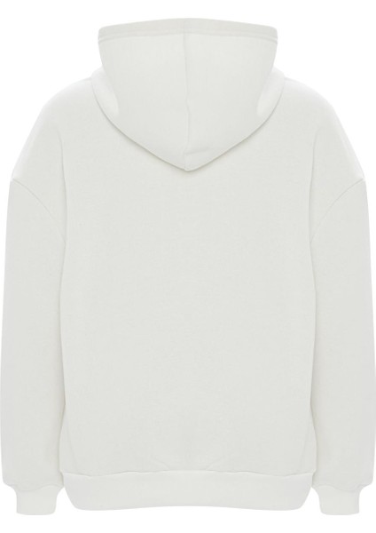 Baskılı Düz Renk Sweatshirt -Beyaz