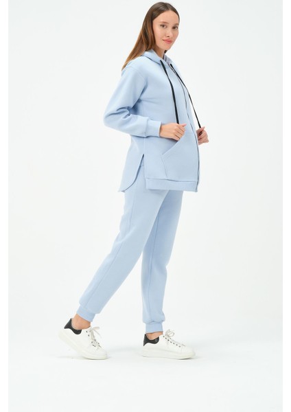 Hamile Termal Fermuarlı Kapüşonlu Eşofman Takım Mavi fiyatları